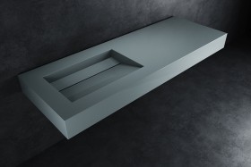 Alabama - Lavabo sospeso in Hi-Macs® | Concrete Grey