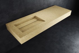 Alabama - Lavabo sospeso in Hi-Macs® | Peanut Butter