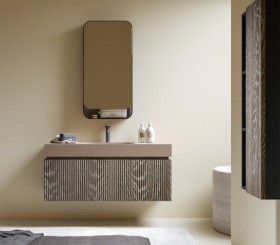Set mobile 3D e lavabo in Hi-Macs® | 2 cassetti - 50115 