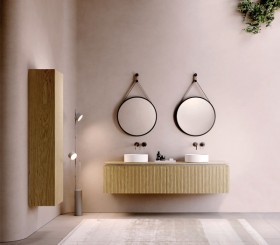 Mobile sospeso in rovere effetto 3D | 2 Cassetti + 2 Interni | 250111