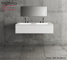 Mobile da bagno MDF 505 con 2 cassetti + Top in Corian con 2 lavabi 