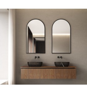 Mobile in rovere effetto 3D | 2 cassetti + 2 lavabi nero opaco | 2501