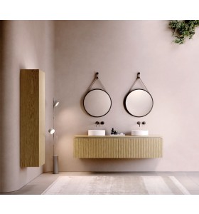 Mobile sospeso in rovere effetto 3D | 2 Cassetti + 2 Interni | 250111