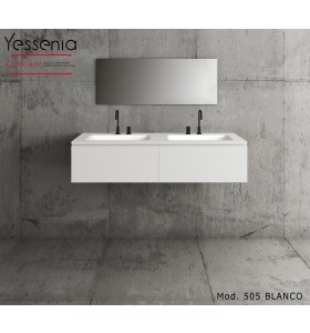 Mobile da bagno MDF 505 con 2 cassetti + Top in Corian con 2 lavabi 