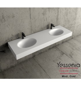 Top Bagno in Corian® con Doppio lavabo OVAL 