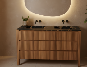 Mobile da bagno MDF 555 con 1 cassetto + Top in Corian con 1 lavabo  + Modulo ROVERE NATURALE