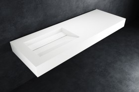 Alabama - Lavabo sospeso in Hi-Macs® | Alpine White