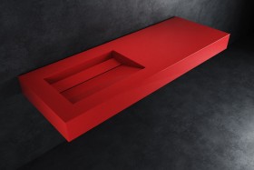 Alabama - Lavabo sospeso in Hi-Macs® | Fiery Red