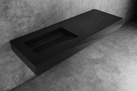 Alabama - Lavabo sospeso in Hi-Macs® | Intense Ultra Black