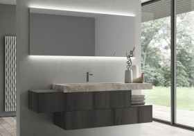 Doppio Modulo Sospeso in ROVERE NATURALE 462 con 2 Cassettoni 