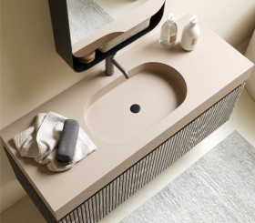 Set mobile 3D e lavabo in Hi-Macs® | 2 cassetti - 50115 