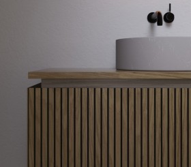 Mobile sospeso in rovere effetto 3D | 2 Cassetti + 2 Interni | 250111