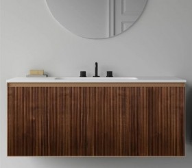 Mobili Sospesi Effetto 3D Rovere Naturale con 2 Cassetti + Lavabo in Corian® mobili