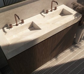 Mobili indipendenti 3D e Piano di Lavoro Hi-Macs® | 2 cassetti - 50118 