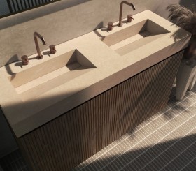 Mobili indipendenti 3D e Piano di Lavoro Hi-Macs® | 2 cassetti - 50117