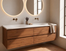 Modulo Sospeso da Bagno ROVERE NATURALE 446 con 3 Cassetti