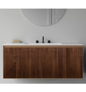 Mobili Sospesi Effetto 3D Rovere Naturale con 2 Cassetti + Lavabo in Corian® mobili