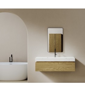 Mobili da bagno sospesi in rovere 1 cassetto + Top bagno in Corian® | 25011