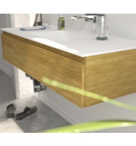 Mobili Bagno ROVERE NATURALE 549 con 1 Cassetto + Top di CORIAN con 1 Lavabo