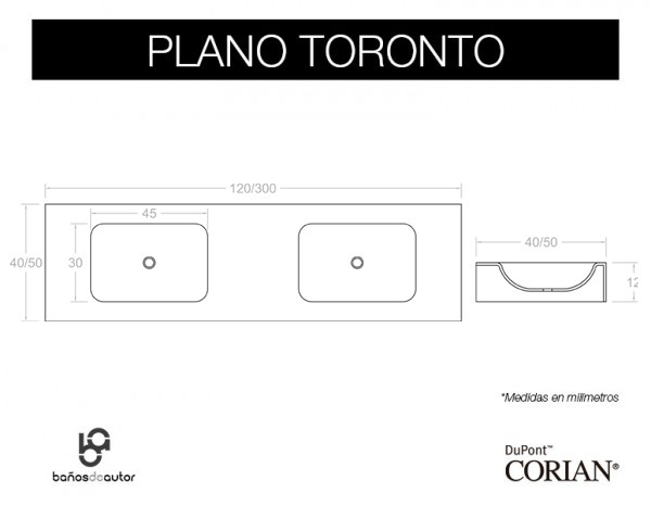 PLANO LAVABO CORIAN TORONTO